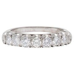 Mid-Century 0.70 CTW Diamond 14 Karat White Gold Fishtail Vintage Band Ring