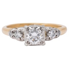 Jabel Retro Transitional Cut Diamond 14K Gold Vintage Stepped Engagement Ring