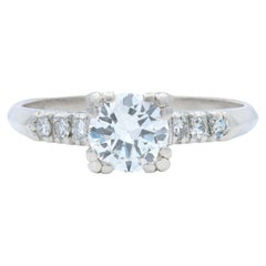 Mid-Century 0.80 CTW Diamond Platinum Vintage Fishtail Engagement Ring