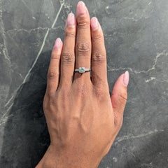 Mid-Century 0.80 CTW Diamond Platinum Vintage Fishtail Engagement Ring