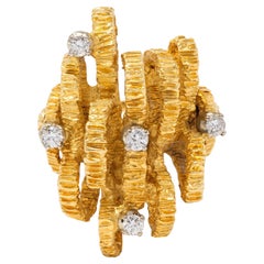 Buccellati 1960's Diamond 18 Karat Two-Tone Gold Vintage Ribbon Ring