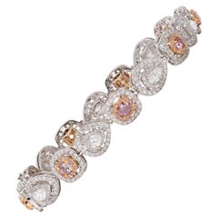 Fancy Pink Diamond 18 Karat Two-Tone Gold Contemporary Line Bracelet