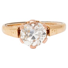 Victorian 0.80 CTW Old Mine Diamond 18K Gold Antique Solitaire Engagement Ring