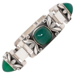 Georg Jensen Vintage Chrysopras-Armband aus Sterlingsilber mit antikem Tannenzapfen, Nr. 478