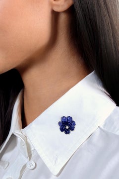 Tiffany & Co. Viktorianische Diamant-Emaille-Brosche aus 18-karätigem Gold mit antiker Gardenienblüte