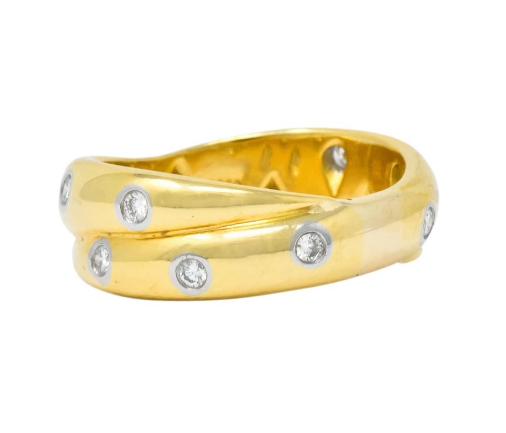 Contemporary Tiffany & Co. Diamond 18 Karat Yellow Gold Platinum Etoile Band Ring