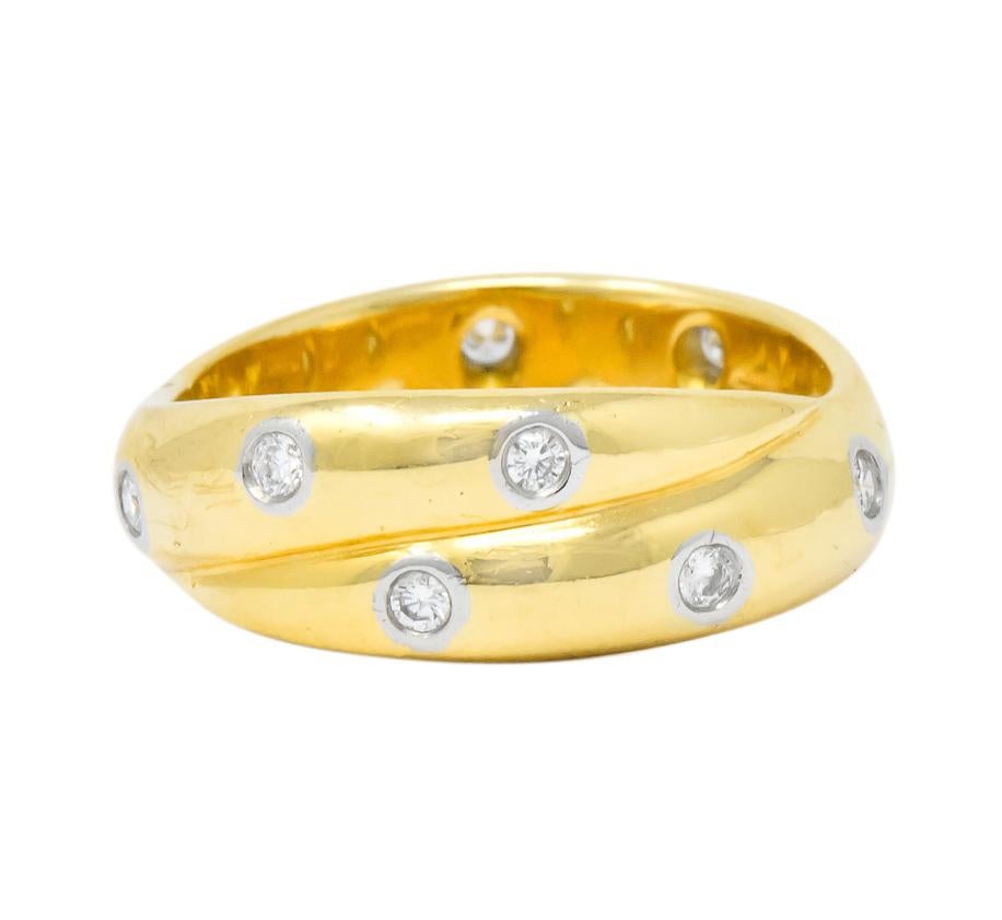 Tiffany & Co. Diamond 18 Karat Yellow Gold Platinum Etoile Band Ring In Excellent Condition In Philadelphia, PA