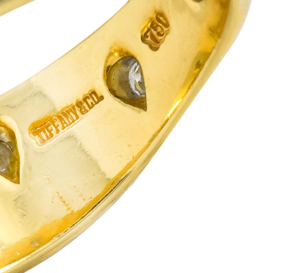 Women's or Men's Tiffany & Co. Diamond 18 Karat Yellow Gold Platinum Etoile Band Ring