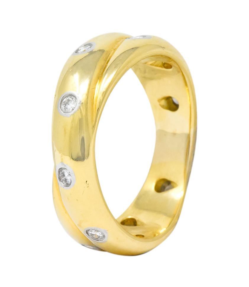 Tiffany & Co. Diamond 18 Karat Yellow Gold Platinum Etoile Band Ring 2
