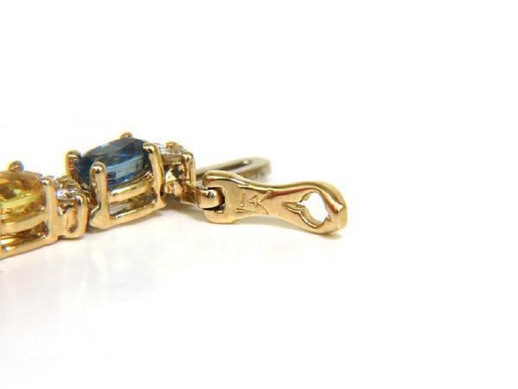 Women's or Men's 7.80 Carat Natural Sapphire Diamonds Bracelet Multi-Color 14 Karat