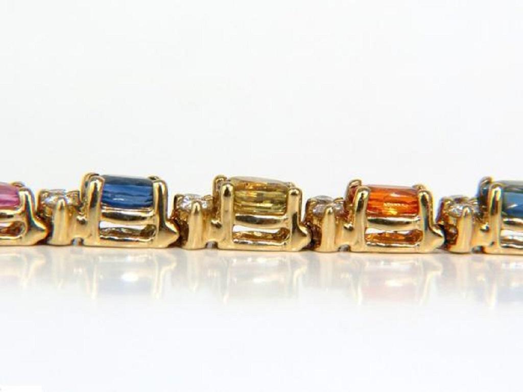 7.80 Carat Natural Sapphire Diamonds Bracelet Multi-Color 14 Karat For Sale 2