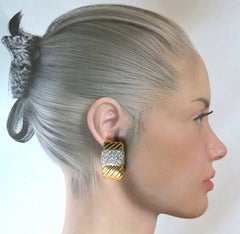 4.2Ct Natural Diamonds Candy Cane Twist Clip Earrings Three Dimensional 18 Karat