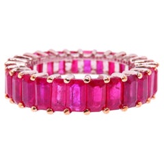 7.15ct Natural Emerald Cut Ruby Eternity Band Size 7.5 14kt. 95551