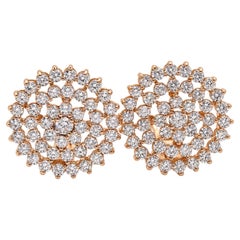 Boucles d'oreilles en grappe de diamants ronds naturels de 2,60 carats, 14 carats 95553