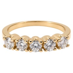 Bague à 5 anneaux avec diamants naturels de 0,92 ct, or 14 carats, taille 6,25, référence 95556
