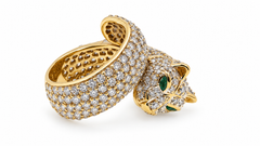 Anello vistoso Panther classico con 6 diamanti naturali, 18 carati 95557
