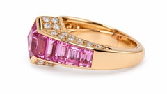 Anello con diamanti e zaffiro rosa naturale certificato GIA, 18 carati. 95558