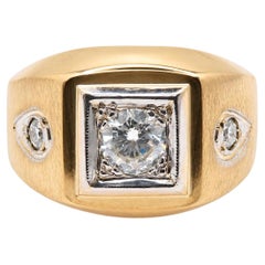 Hommes, 0,60 ct. Bague solitaire et d'accent en diamant naturel, or 14 carats 95571