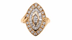 Bague « Marquise Cocktail » avec 2 diamants naturels, en or 14 carats 95573