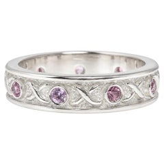 Bague « Eternity » en argent sterling avec saphirs roses brillants naturels de 0,75 ct - 95561