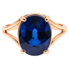 8 Carat Kashmir Blue Lab-Created Sapphire Ring  14K Yellow Gold  Size 5½ 95578