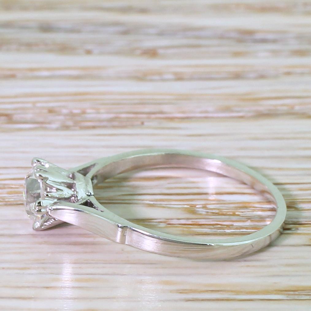 Old Mine Cut Art Deco 0.73 Carat Old Cut Diamond Platinum Engagement Ring