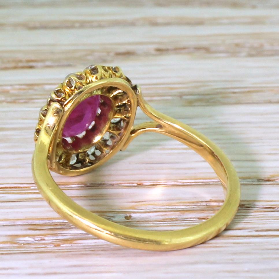 Women's Victorian 1.51 Carat Ruby and Old Cut Diamond Cluster Ring