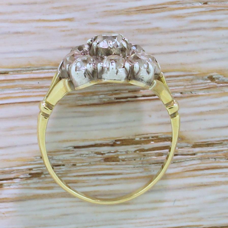 Viktorianischer 2,00 Karat Altschliff-Diamant-Cluster-Ring, um 1870 Damen im Angebot