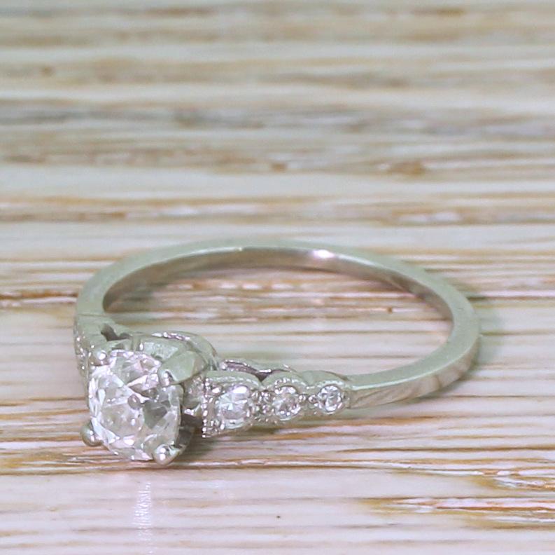 Art Deco 0.54 Carat Old Cut Diamond Platinum Engagement Ring 2