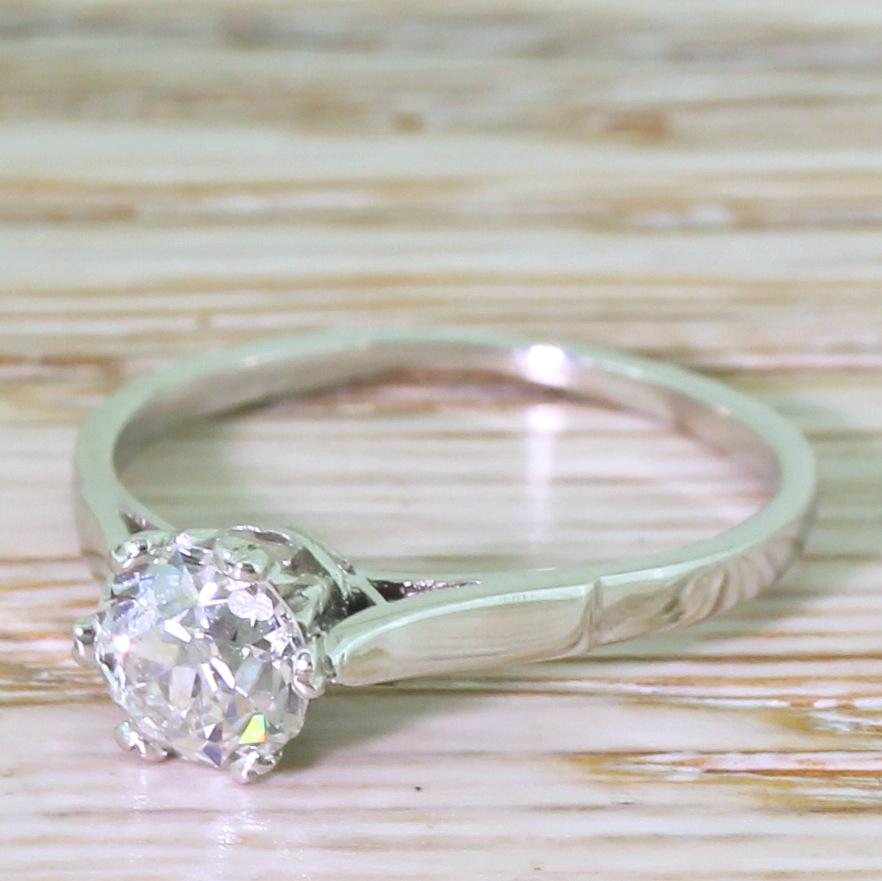 Art Deco 0.73 Carat Old Cut Diamond Platinum Engagement Ring 2