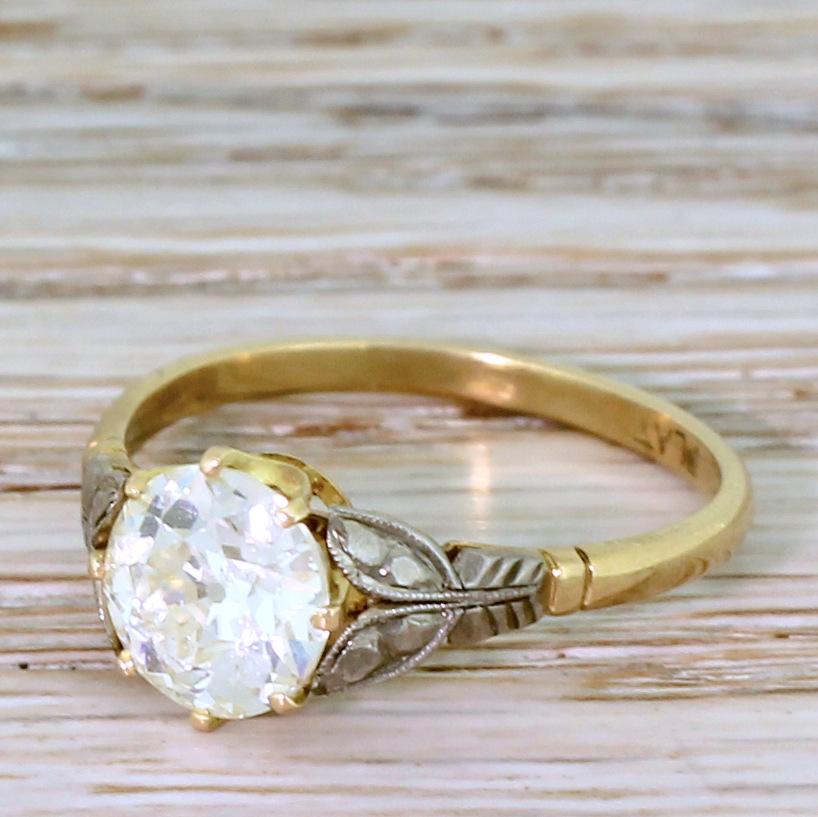 Art Deco 1.57 Carat Old European Cut Diamond Engagement Ring 2