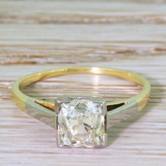 Art Deco 1.25 Carat Old Cushion Cut Diamond Engagement Ring