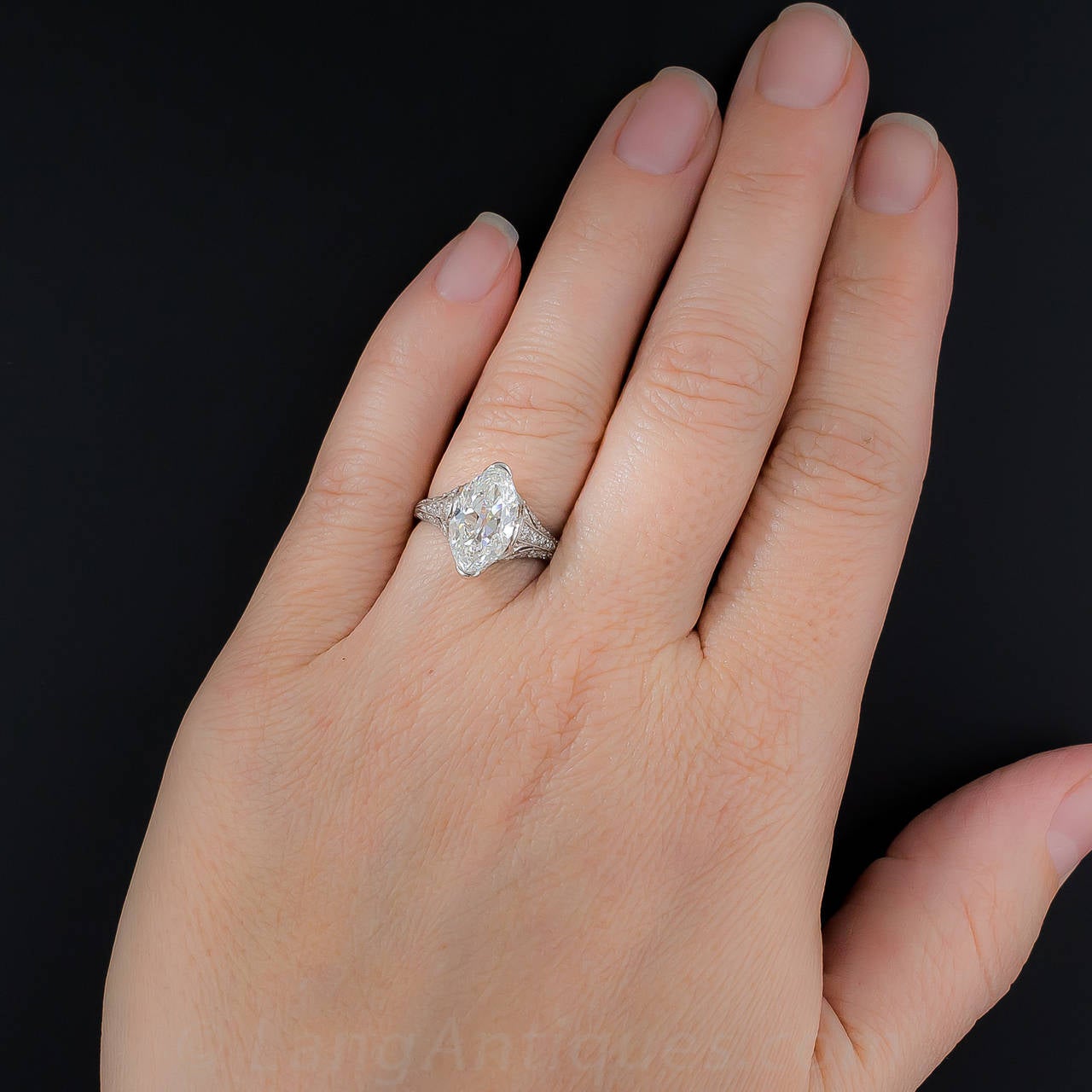 Women's Tiffany & Co. Edwardian 3.14 Carat Marquise Diamond Platinum Ring