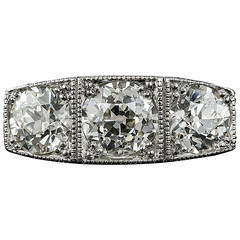 Platinum Three-Stone Art Deco Diamond Ring