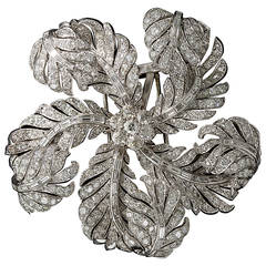 Magnificent Diamond Platinum Corsage Brooch