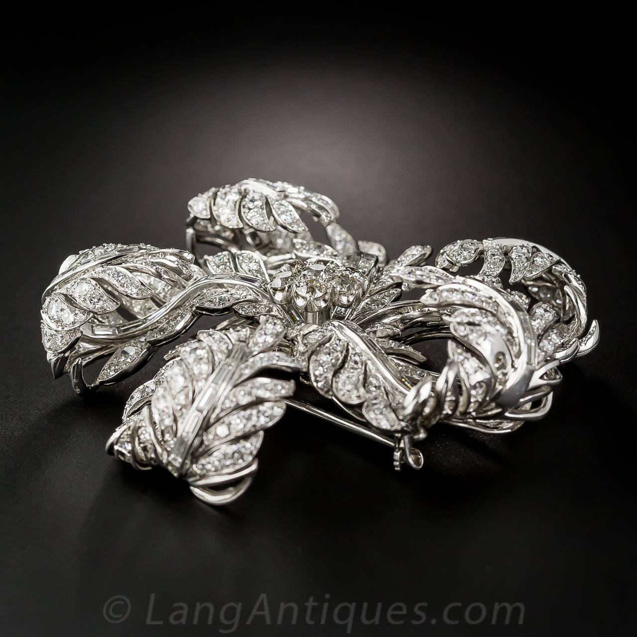 Women's or Men's Magnificent Diamond Platinum Corsage Brooch For Sale