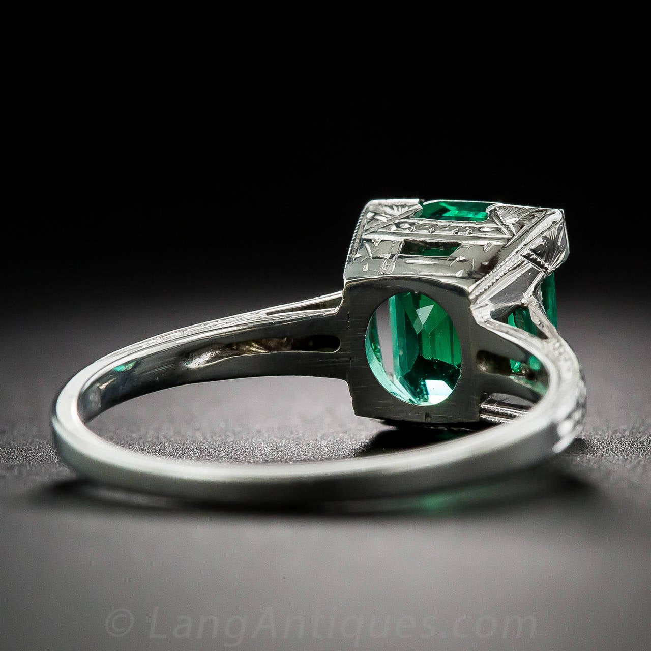 Art Deco 2.44 Carat Natural No Enhancement Emerald Ring 1