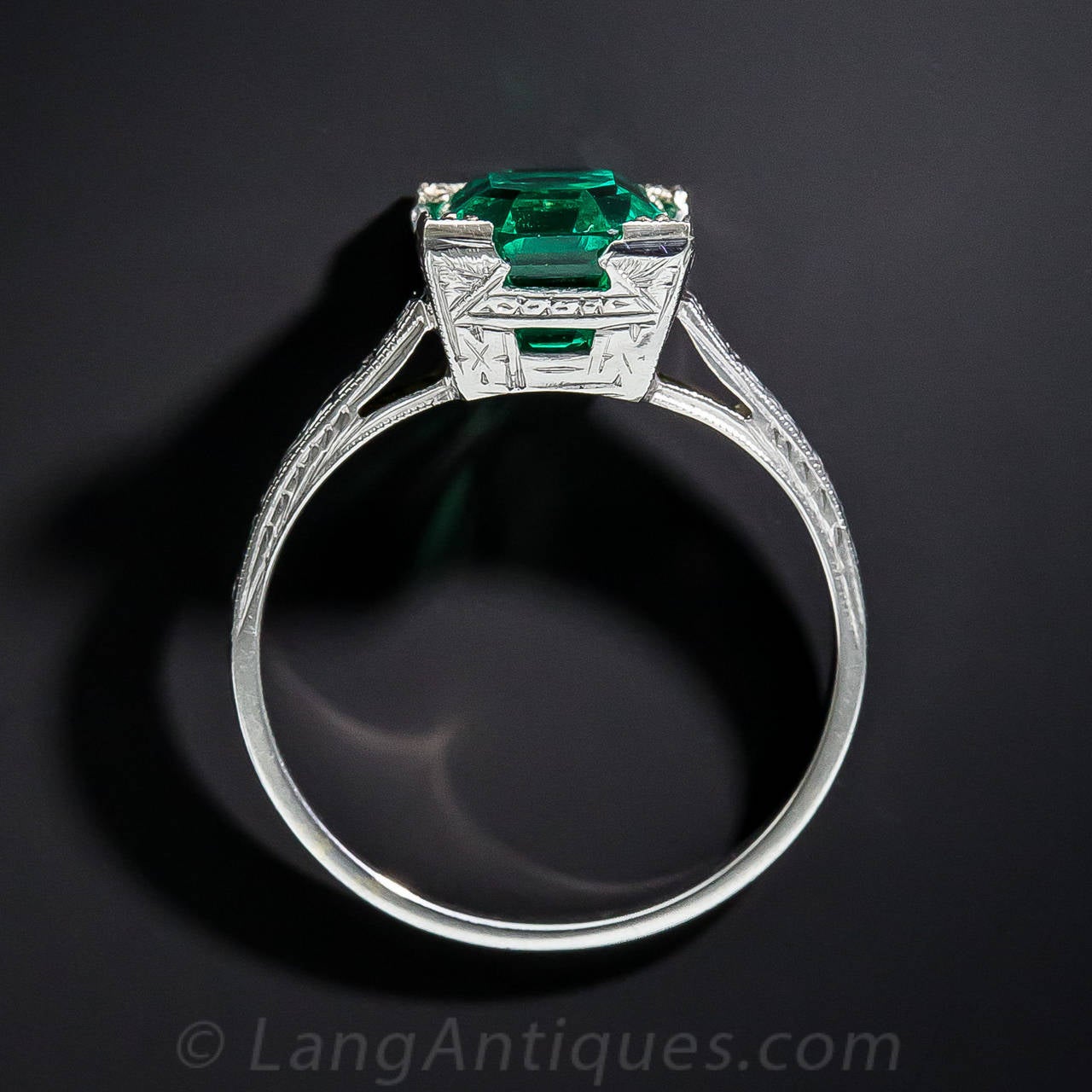 Art Deco 2.44 Carat Natural No Enhancement Emerald Ring 2