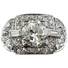 Art Deco 2.31 Carat Diamond Platinum Engagement Ring