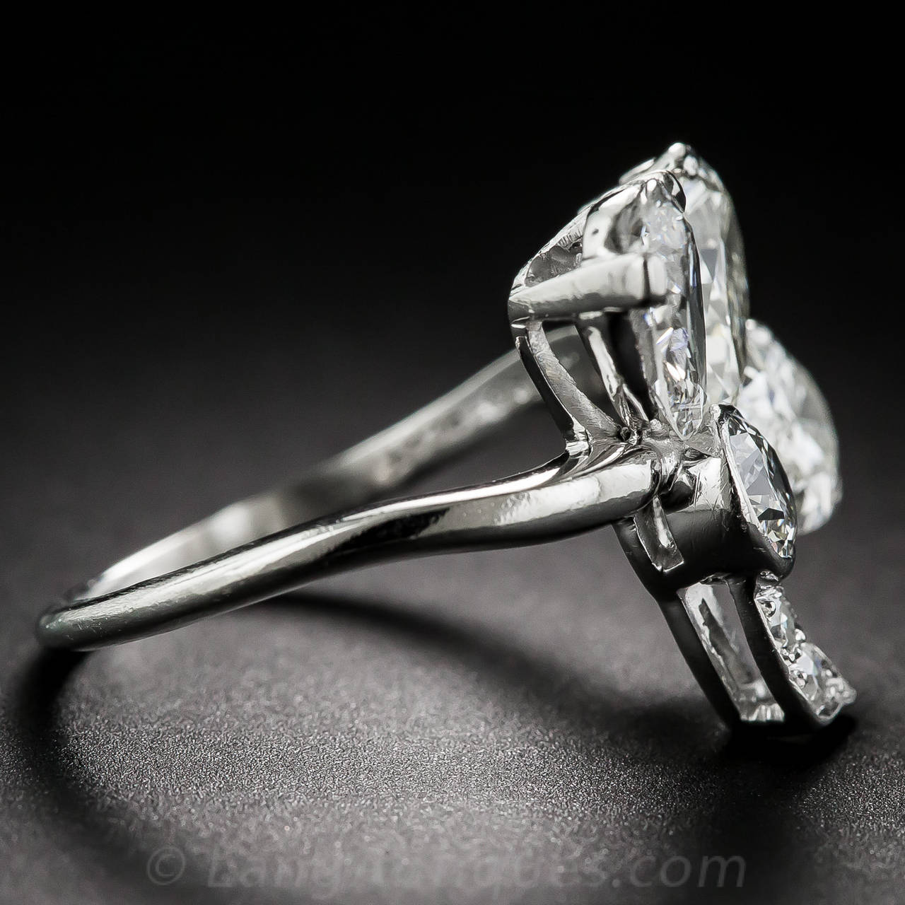 1930s Diamond Platinum Shamrock Ring In Good Condition In San Francisco, CA