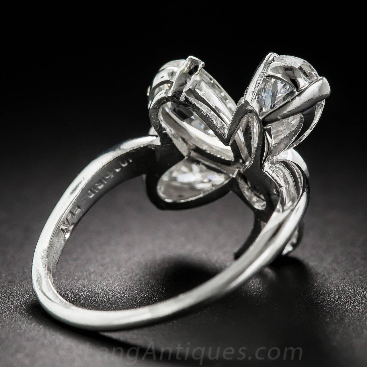 Women's 1930s Diamond Platinum Shamrock Ring