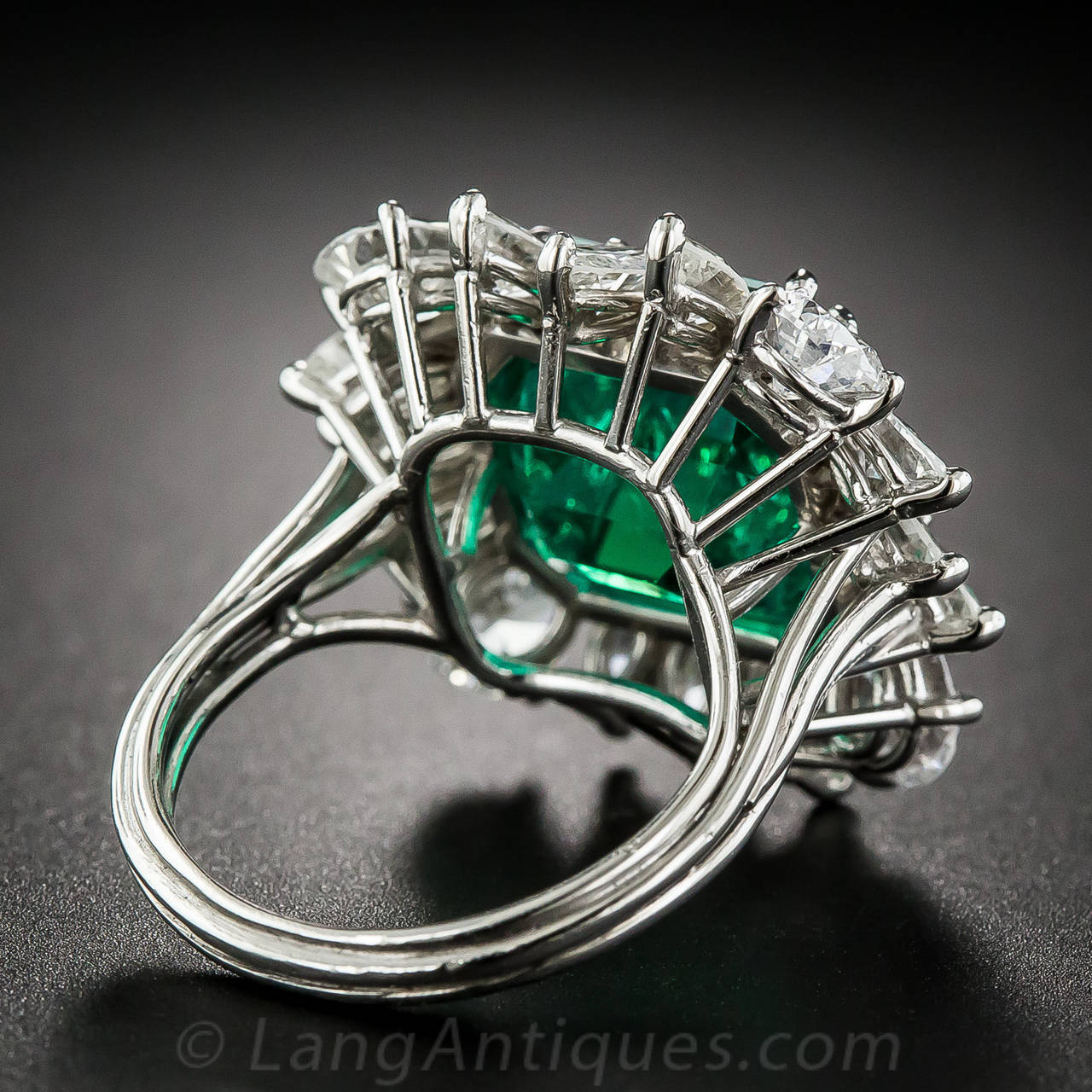 9.06 Carat Emerald Diamond Platinum Ring For Sale 1