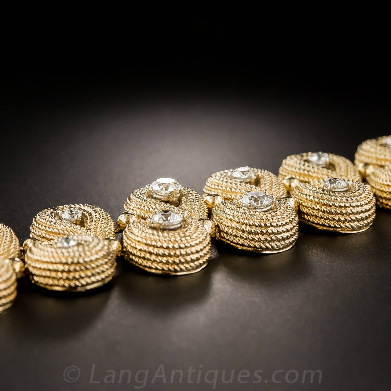 Women's Diamond Gold Pear-Shaped Link Bracelet For Sale