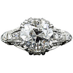 3.14 Edwardian European-Cut  GIA G-VVS1 Diamond Platinum Ring