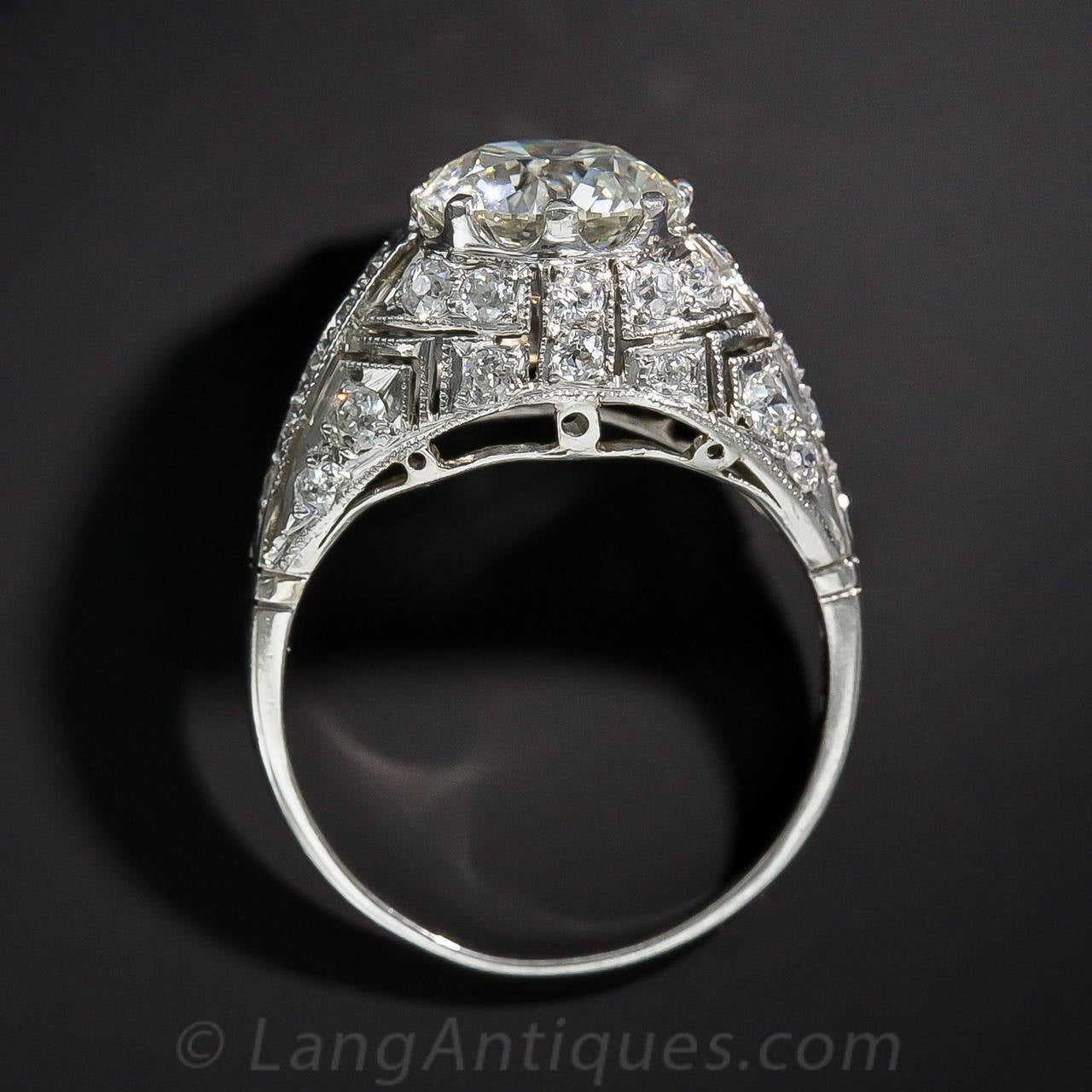 2.08 Carat Diamond Art Deco Style Ring For Sale 2