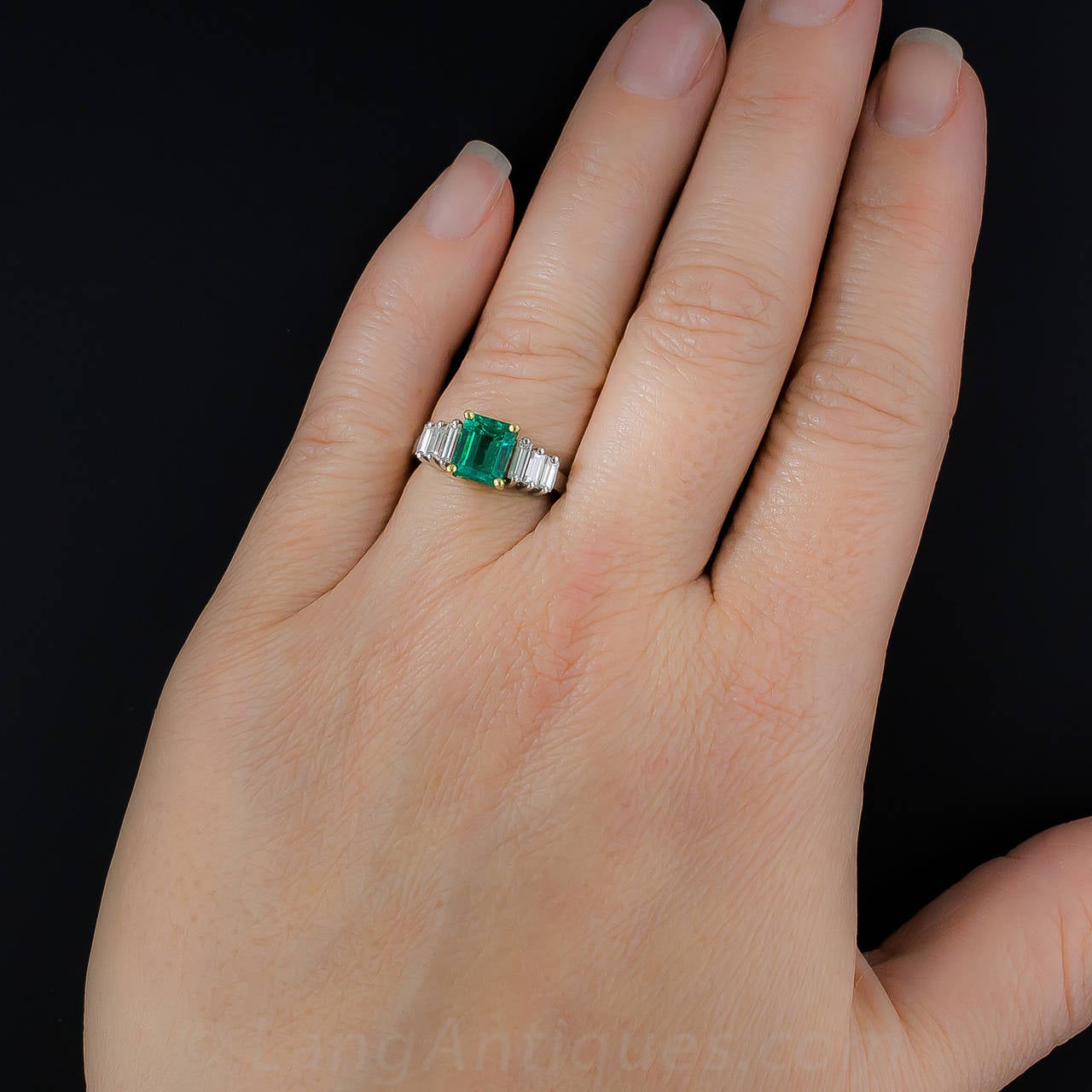 1.50 Carat Emerald and Diamond Ring 1