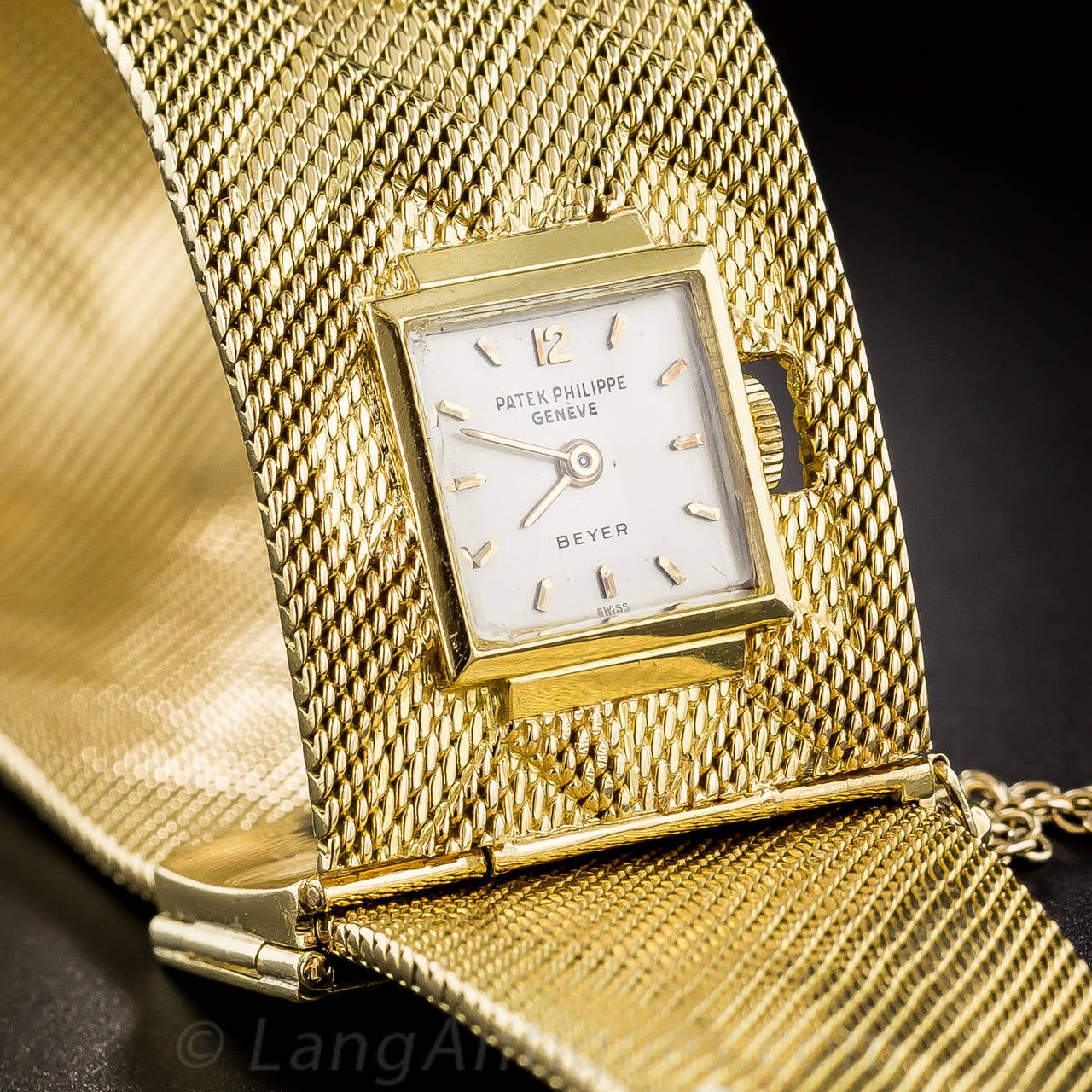 Patek Philippe Yellow Gold Wide Mesh Bracelet Wristwatch 4