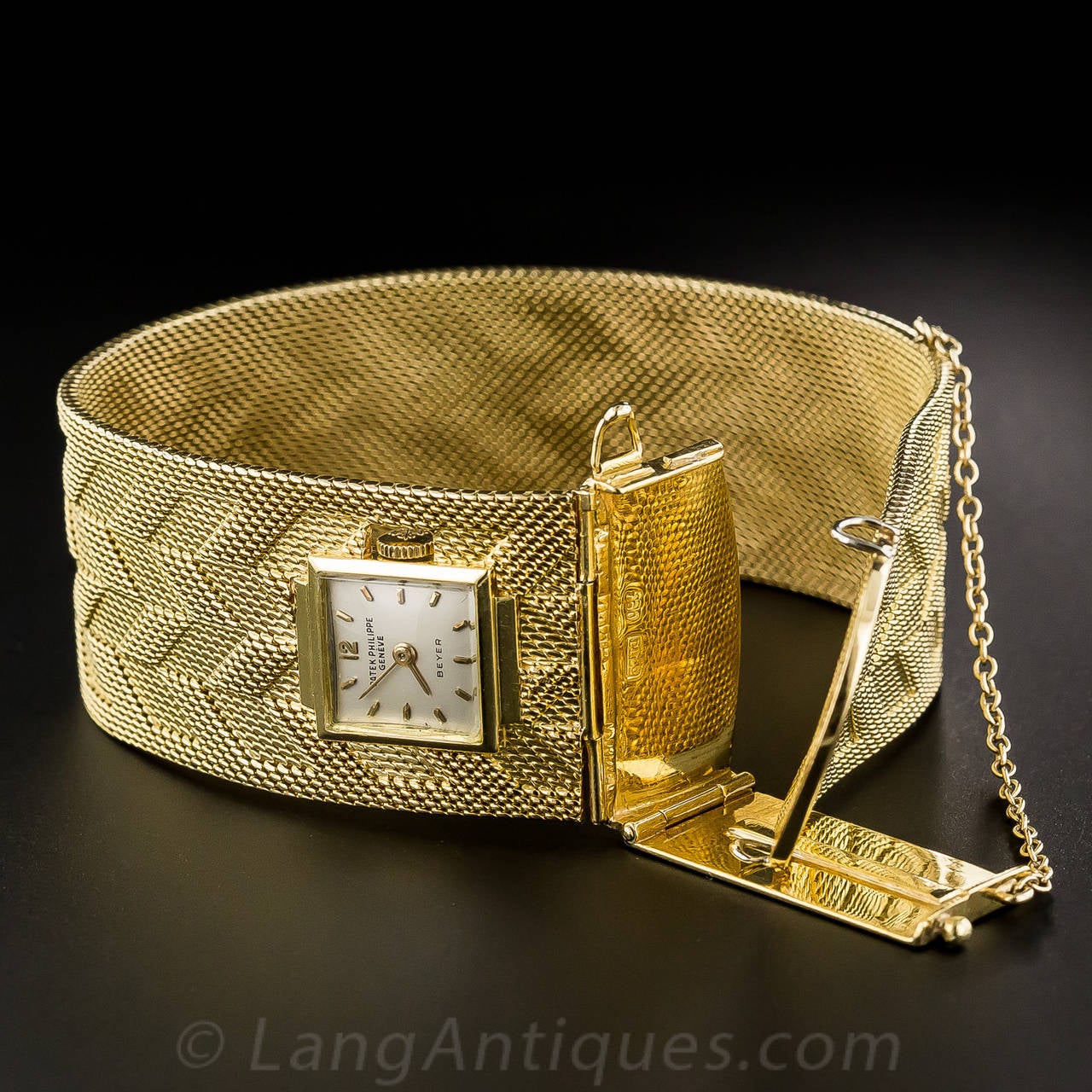 Patek Philippe Yellow Gold Wide Mesh Bracelet Wristwatch In Excellent Condition In San Francisco, CA