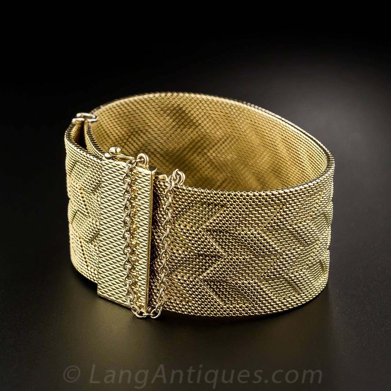 Patek Philippe Yellow Gold Wide Mesh Bracelet Wristwatch 1