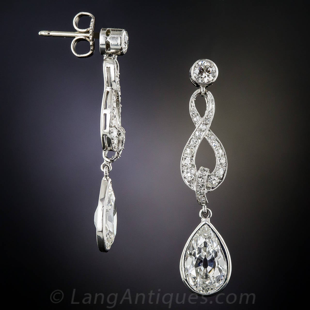 Edwardian Diamond Drop Earrings In Excellent Condition In San Francisco, CA
